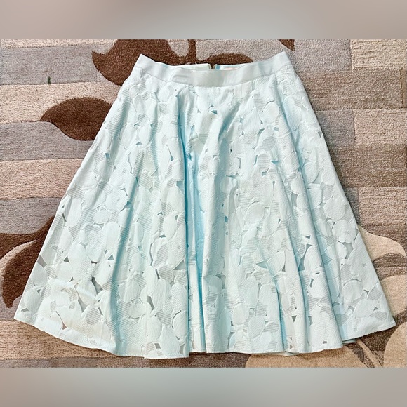 Ted Baker London Sky Blue Quinia Full Pleated Skirt Embroidered Lace & Burnout - Picture 3 of 12